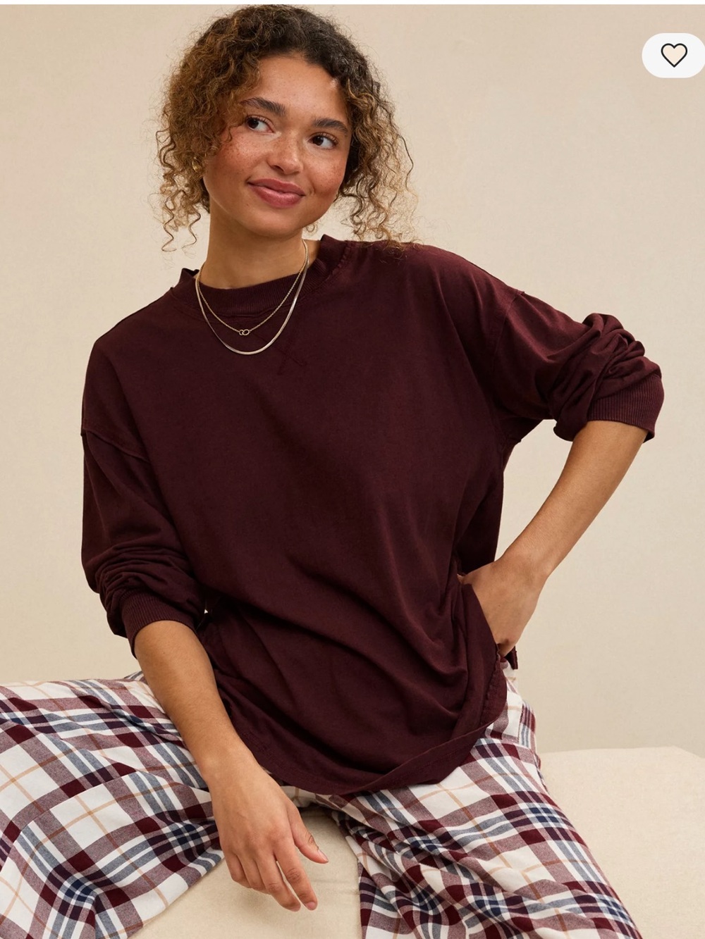 Aerie Cozy Oversized Long Sleeve Boyfriend T-Shirt